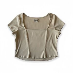 Urban Outfitters Ribbed Square Neck Crop Top XL Beige